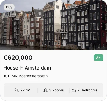 Huisly property search filters for price, size, and bedrooms